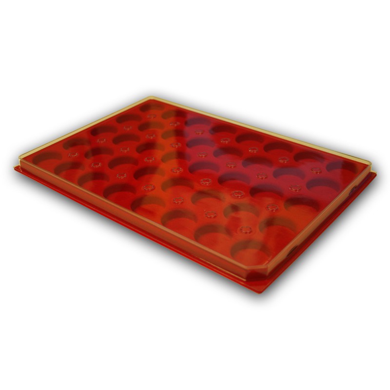 A3 Cases rondes Feutrine rouge avec couvercle